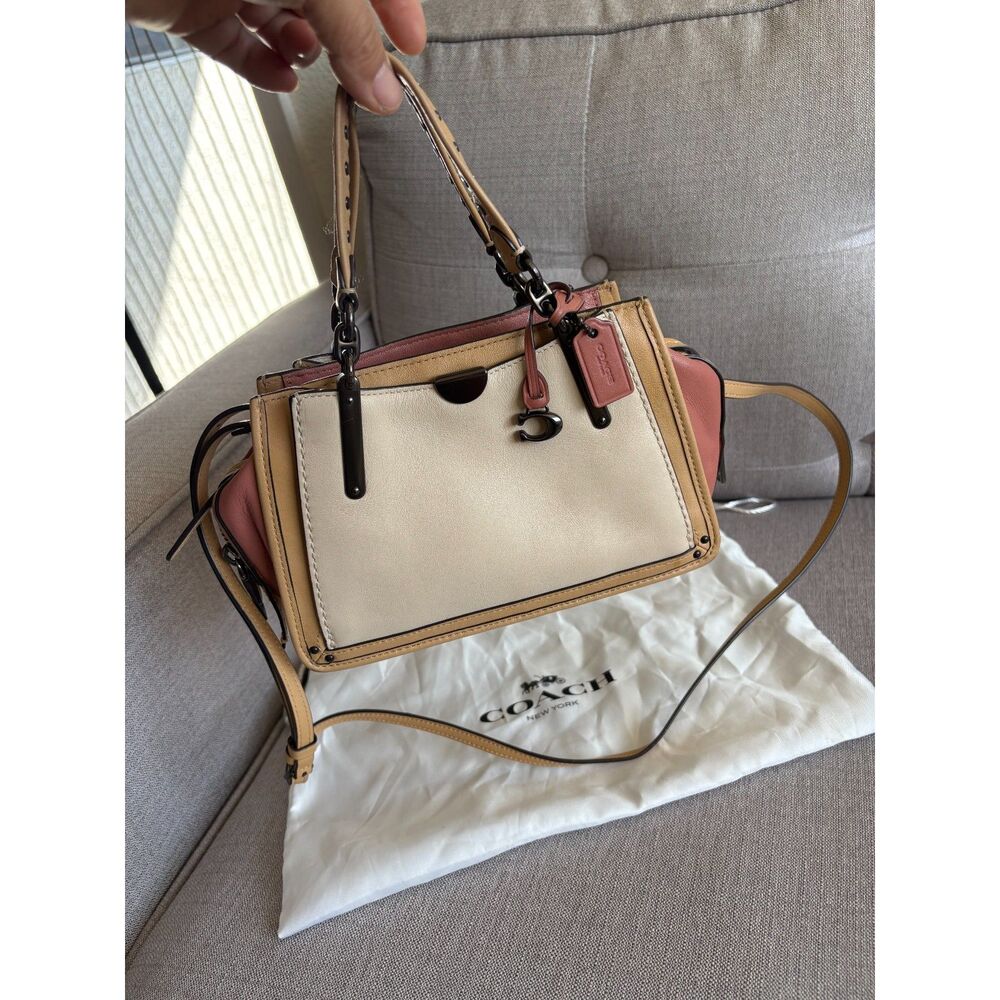 Coach Mini Dreamer 21 ColorBlock Leather Satchel Handle Rivets Crossbody Bag